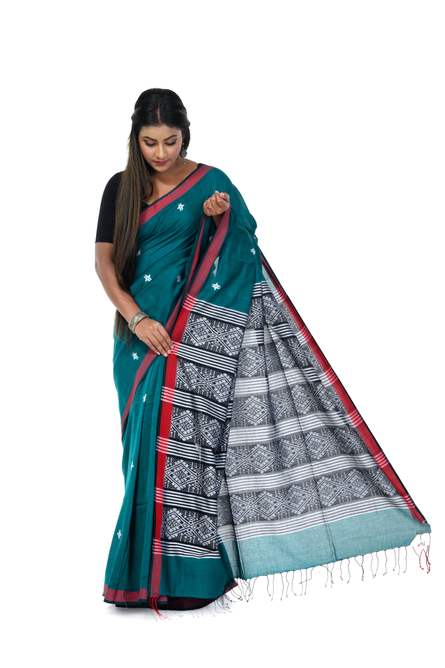 Neelanjana Handloom Pure Cotton Tangail Saree - Image 4