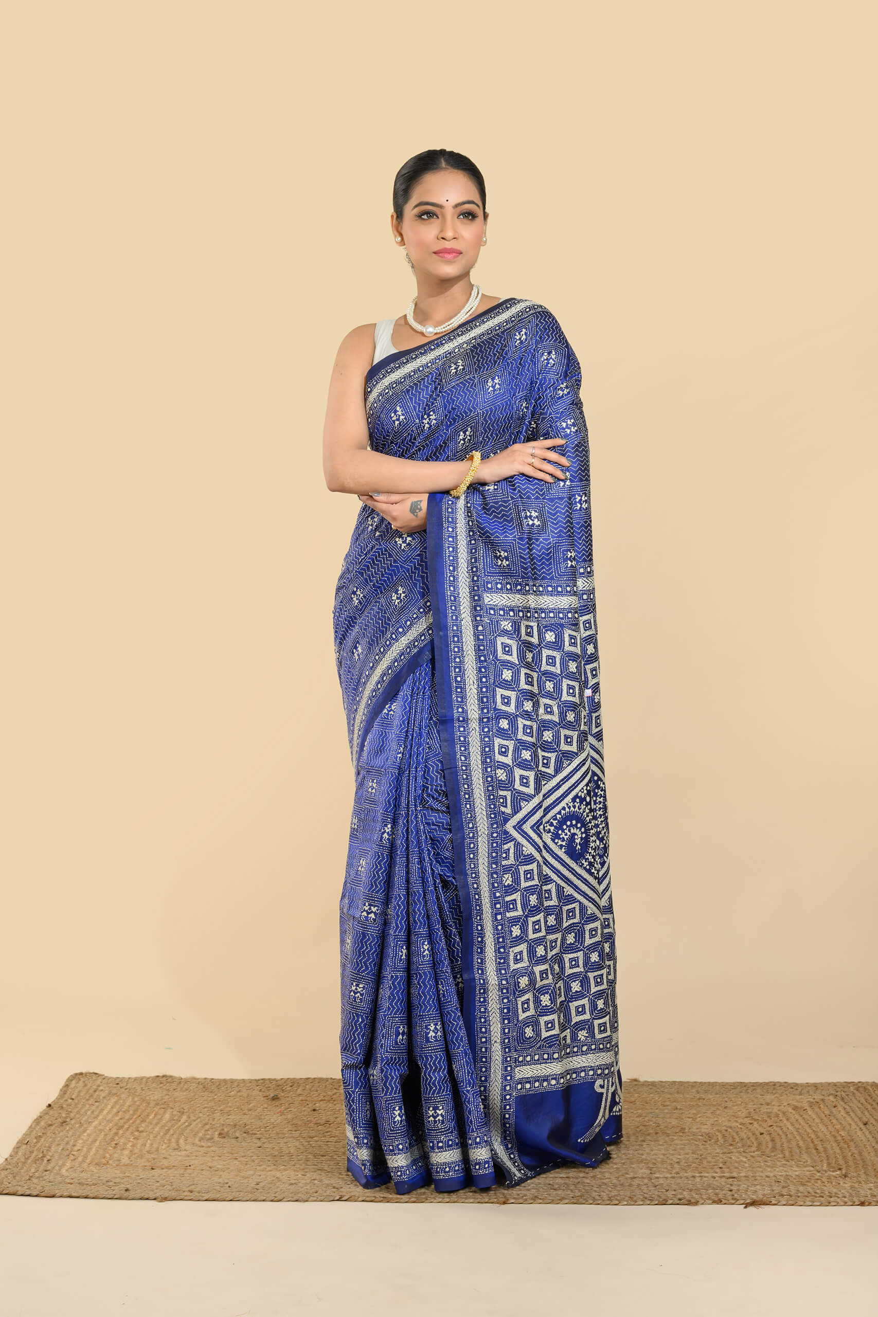 Pure Silk Kantha Stitch Saree – Tantvithi Neelkantha - Image 3
