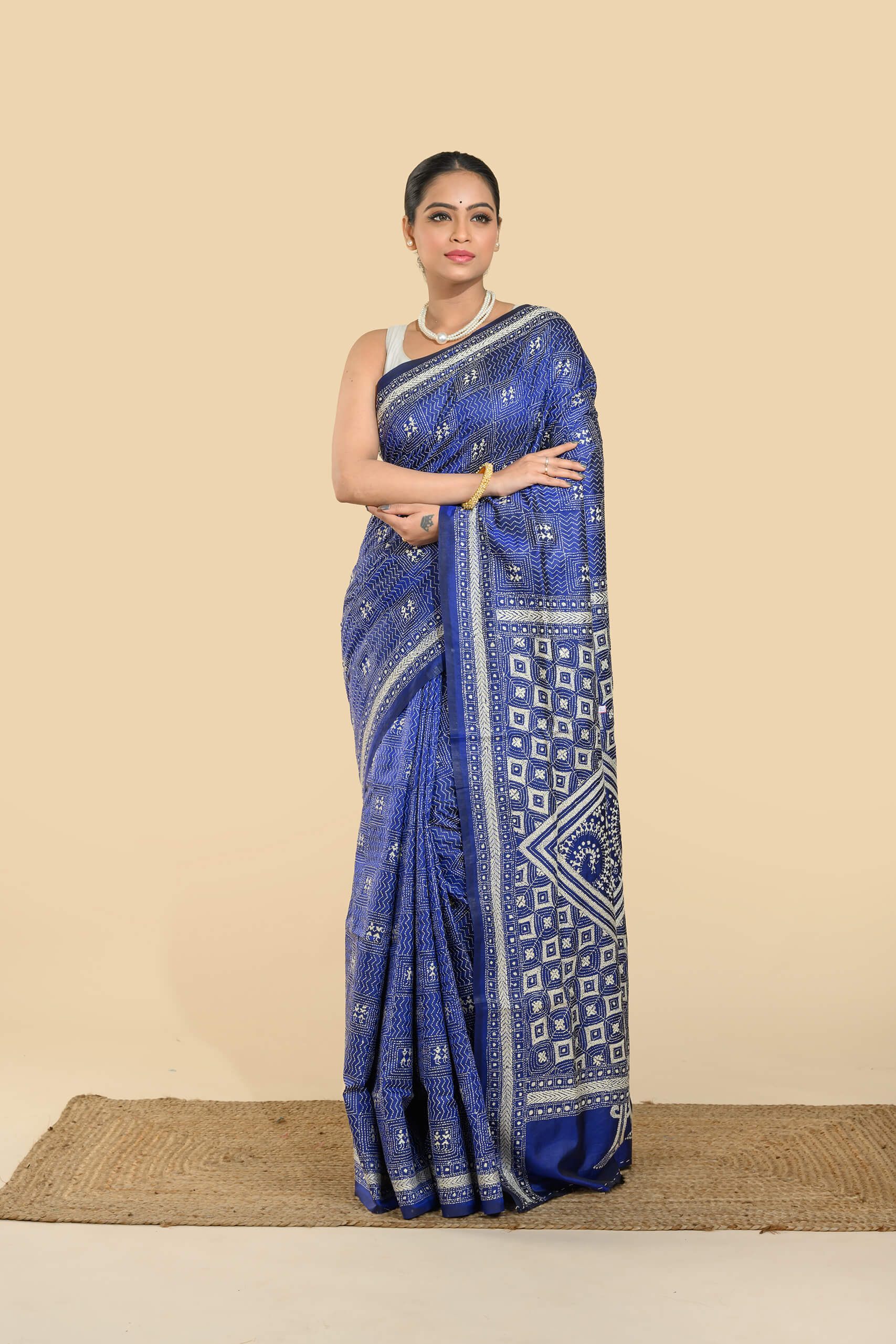 Pure Silk Kantha Stitch Saree – Tantvithi Neelkantha - Image 4