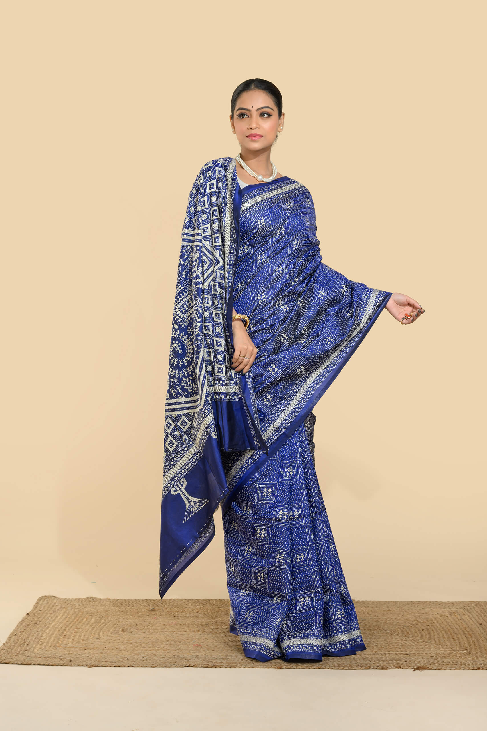 Pure Silk Kantha Stitch Saree – Tantvithi Neelkantha - Image 5