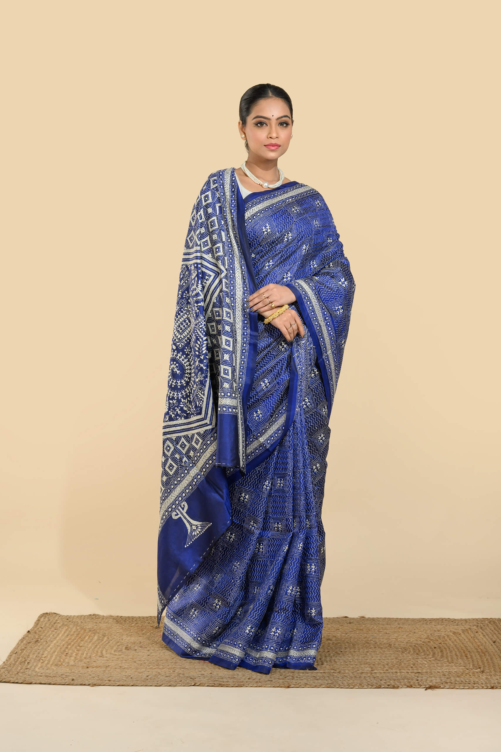 Pure Silk Kantha Stitch Saree – Tantvithi Neelkantha - Image 6