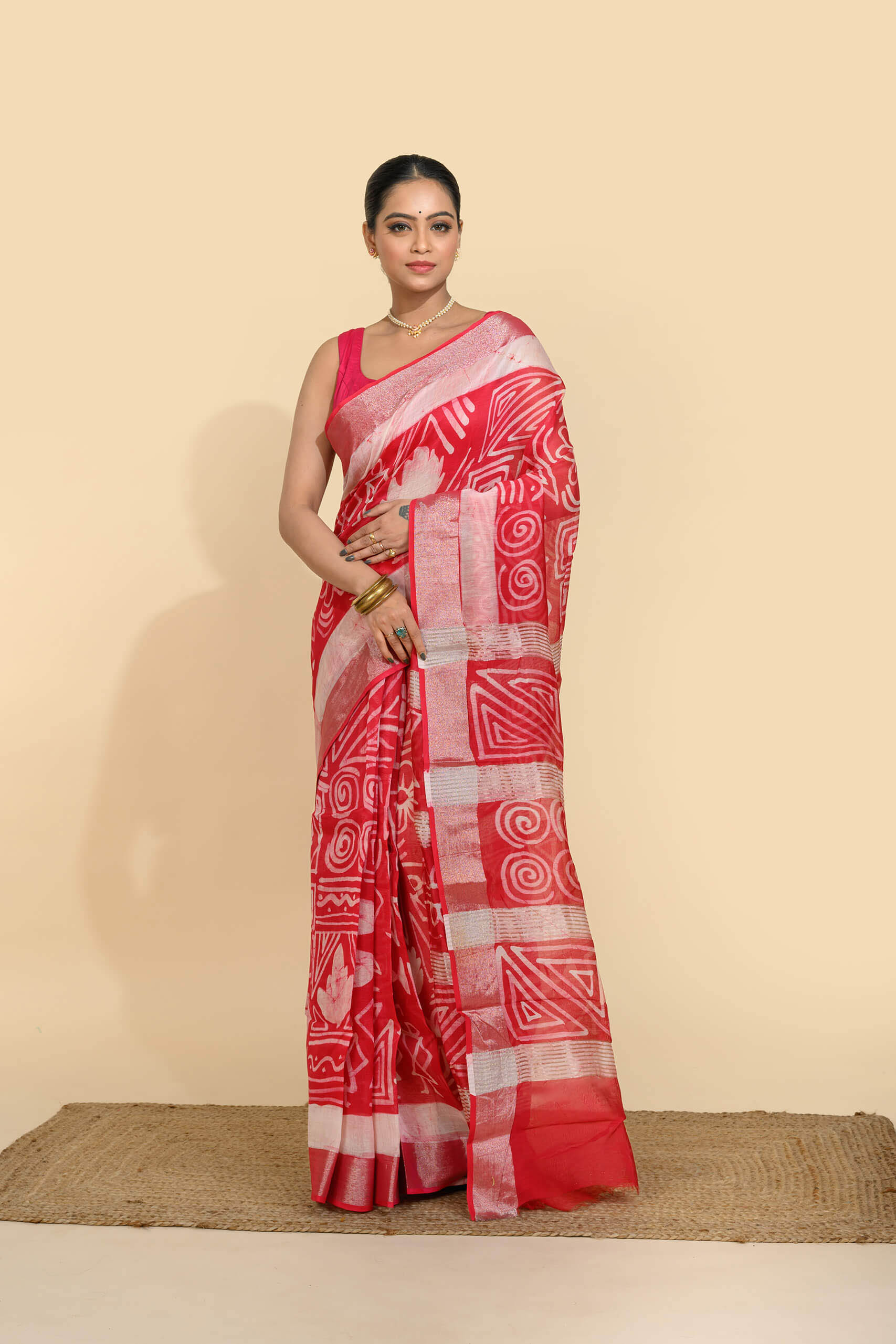 Chanderi Batik Silk Saree – Raktakriti | Tantvithi - Image 2
