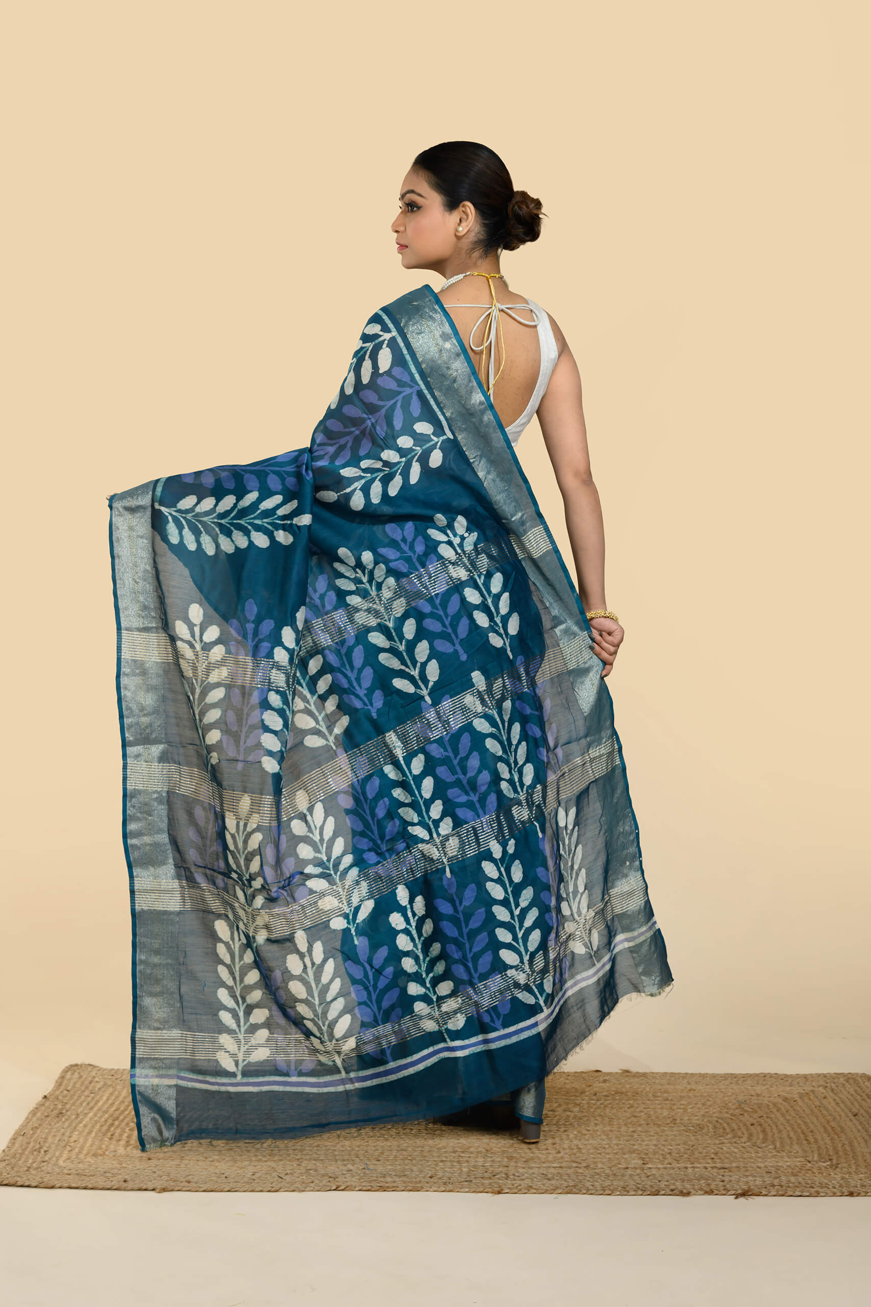 Tantvithi Neelparna Batik Chanderi Silk Saree Blue Handloom Batik Saree