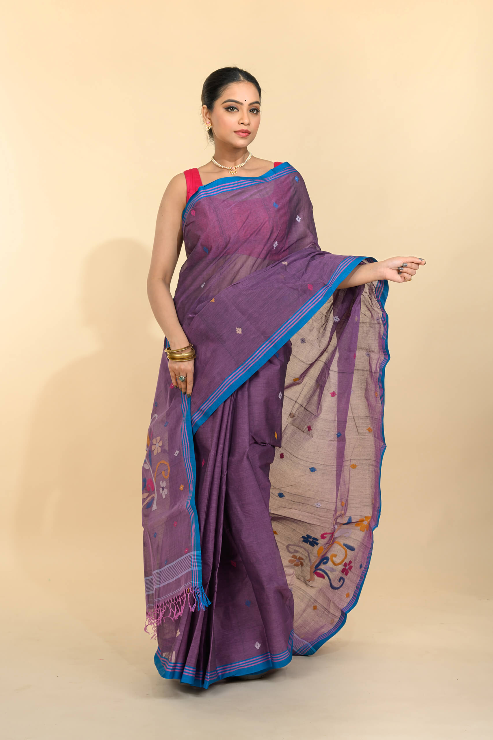 Cotton Jamdani Saree – Tantvithi Viyara Handloom - Image 6