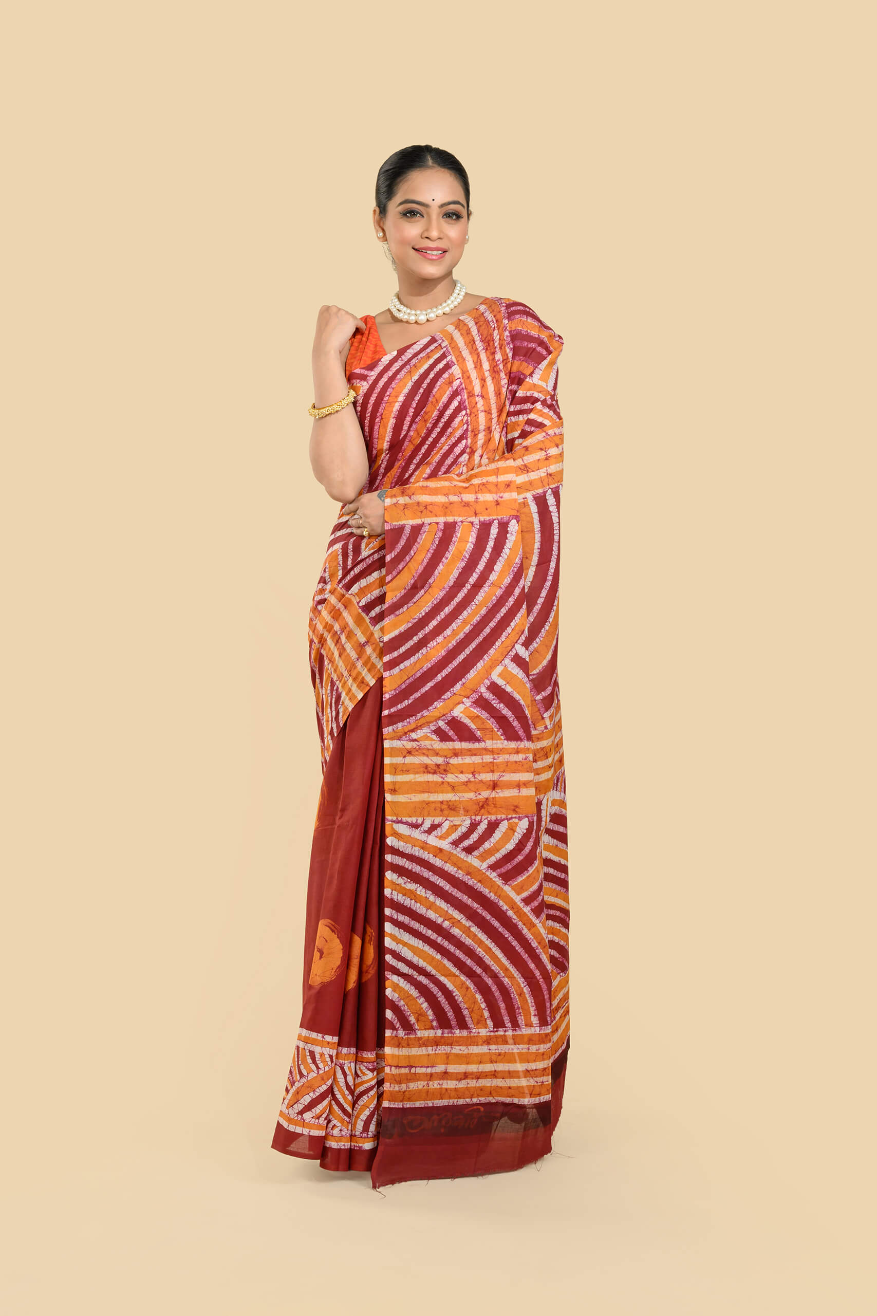 Tantvithi Ranga Rekha Cotton Batik Saree - Image 6