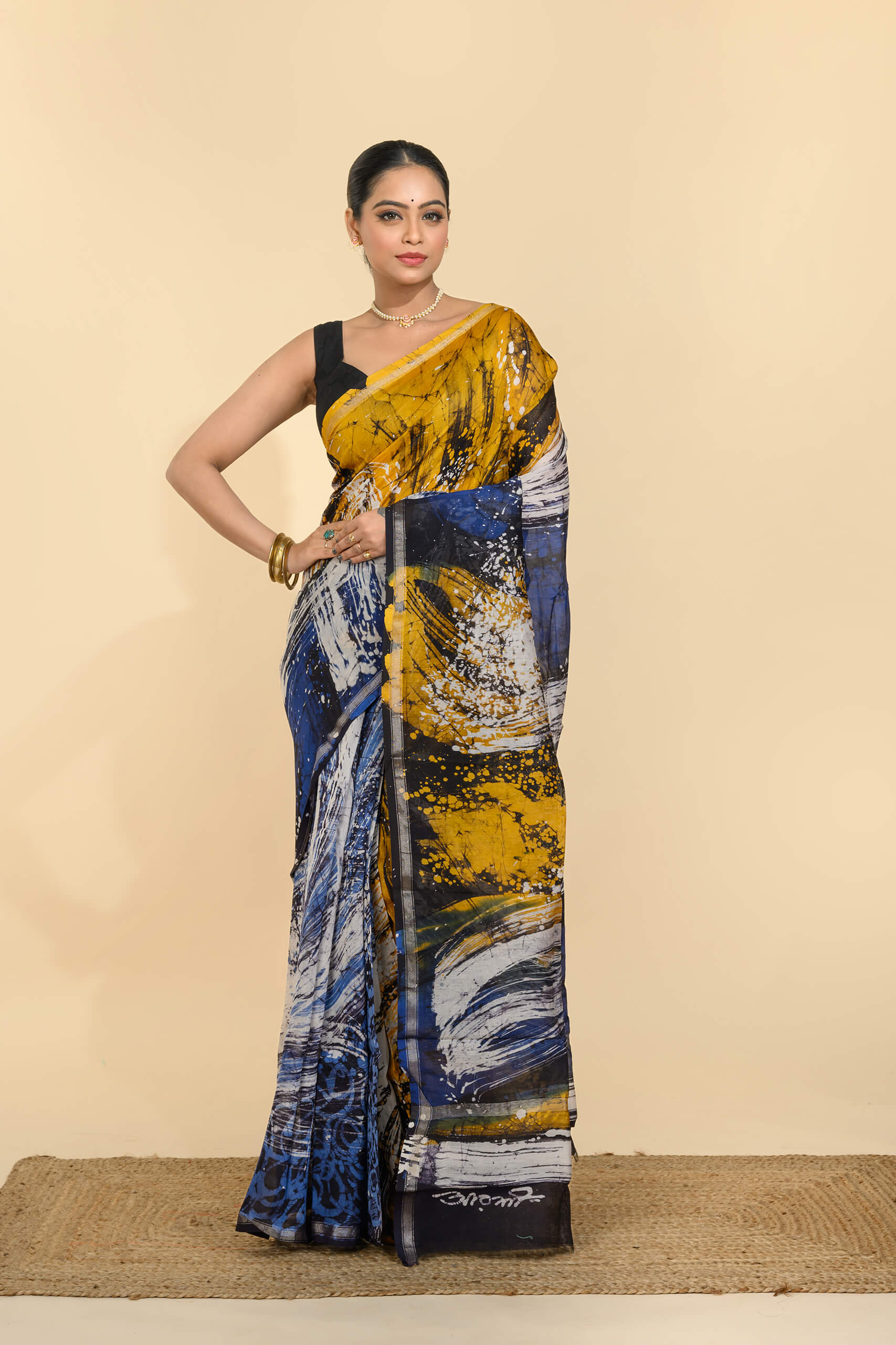 Tantvithi Neelambari Canvas Silk Batik Saree - Image 2