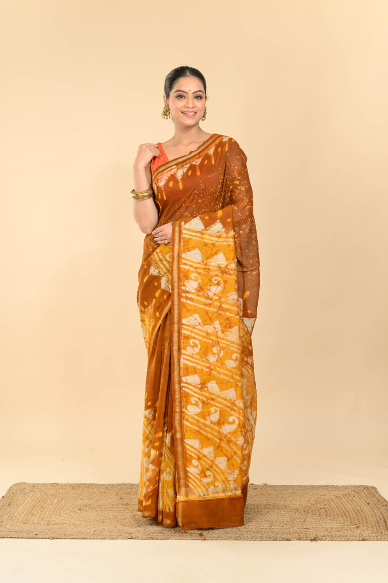 Silk Batik Saree by Tantvithi with artistic batik patterns