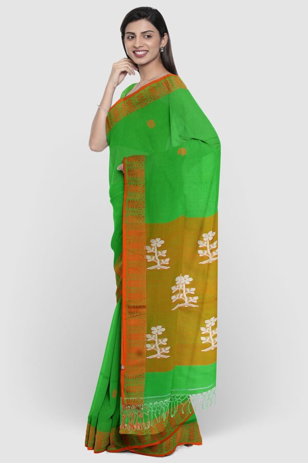 Light Green Cotton Saree - premium handcrafted Cotton from Tantvithi