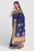 Navy blue Tangail cotton saree with handwoven jari border detail