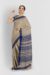 Cream pure handloom Tangail cotton saree with gangajal blue lines and kuchi detailing