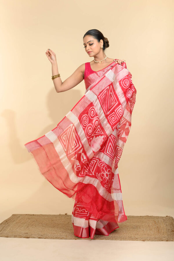 Chanderi Batik Silk Saree – Raktakriti | Tantvithi