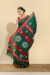 Bottle green kantha cotton saree with GI tag hand embroidery